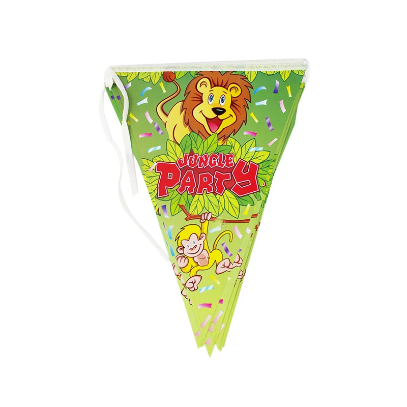 1set banner Джунгли вечерние животные бумажные тарелки для дня рождения вечерние украшения для детей одноразовые столовая посуда все для праздника свадебные украшения - Цвет: 1set banner