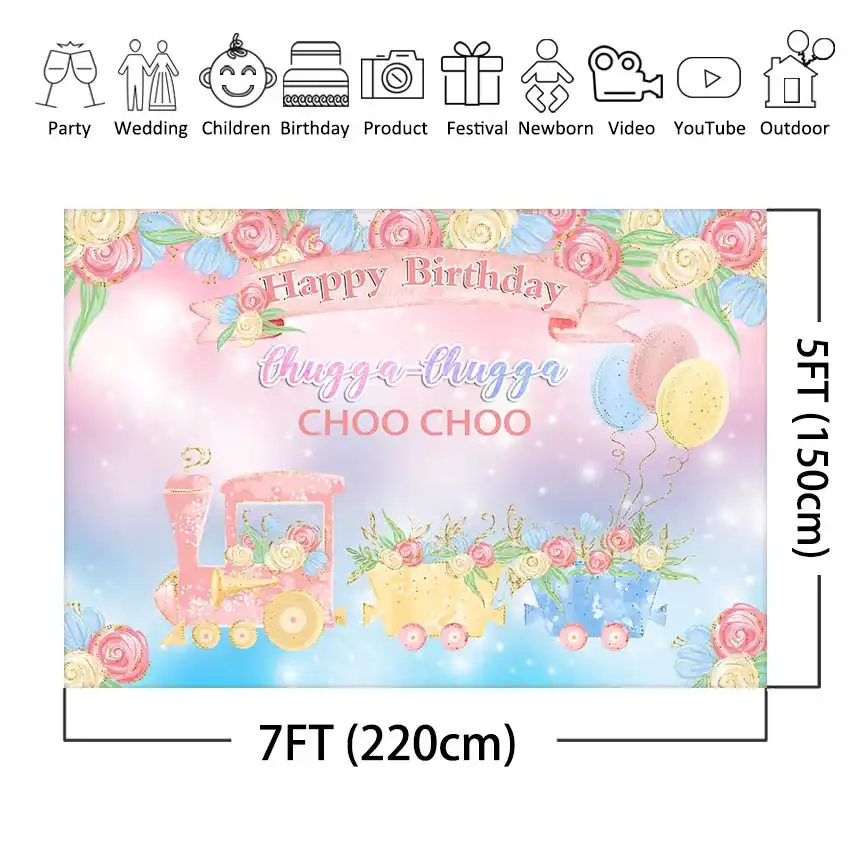Kereta Ulang Tahun Tema Latar Belakang Chugga Chugga Choo Choo Pesta Latar Belakang Untuk Fotografi Disesuaikan Photocall Banner Dekorasi Background Aliexpress