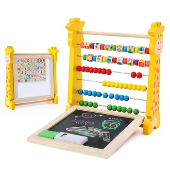 

Children's Early Childhood Educational Multi-functional Deer Beads Disc Calculation Frame with Small Drawing Board Baby Mathemat