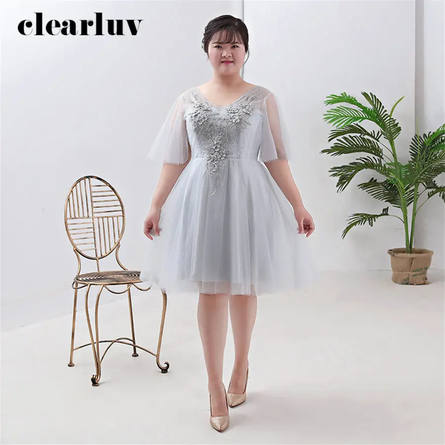 

Half Sleeve Prom Dresses Pearls Flowers Vestidos De Gala 2019 Plus Size Dresses Women Party Night V-Neck Formal Prom Gowns T199