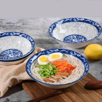 

Ramen Bowl Blue and White Porcelain Consumer and Commercial Ramen Bowl Large Soup Bowl Dinner Bowl Instant Noodle Bowl Ceramic