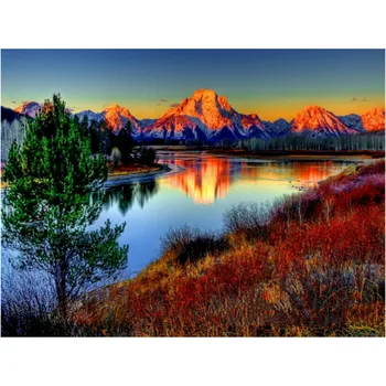 

Alpine Sunset Lake Reflec Scenery DIY Digital Painting By Numbers Modern Wall Art Canvas Paint Holiday Gift Home Decor Big Size