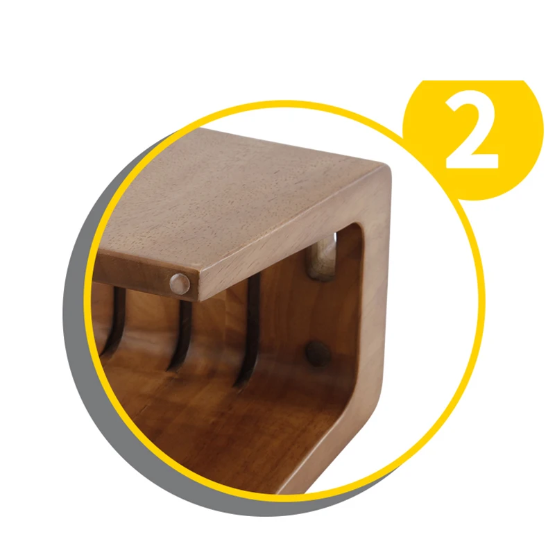  Rubber Wood Knife Holder 6-hole Chef Kitchen Knife Block Storage Rack Stand Elegant Multi-function  - 4000104101346
