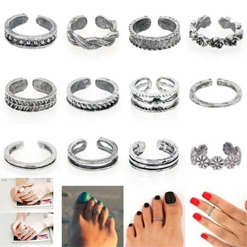 

12PCS/Set Europe And American Fashion Beach Toe Set Ring Summer Sexy Charm Open Foot Rings Jewelry Accessories Gifts