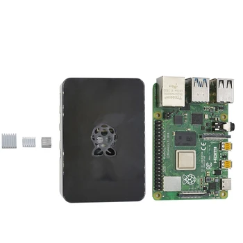 

For Raspberry Pi 4 Model B 2G RAM ABS Case with Silver Heatsinks Support 2.4 / 5.0 GHz WIFI Bluetooth 5.0 for RPI 4 DIY Kit