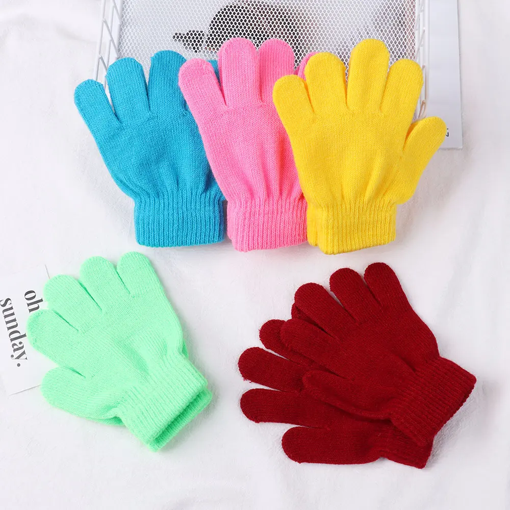 1 Pair Child Magic Glove Girl Boy Kid Stretchy Knitted Winter Warm Full Finger Gloves Children's Figure Skating Special Gloves