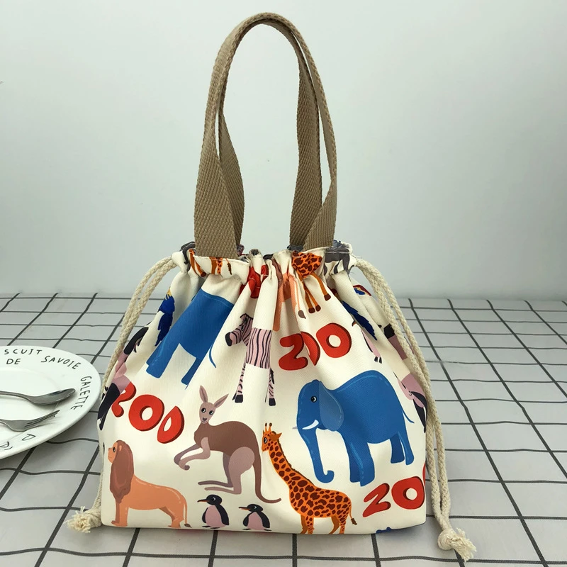 PACGOTH Fashion Japanese Style Lunch Bag Cartoon Pattern Picnic Carry Case Thermal Travel Food Container Picnic Handbag Tote - Color: 11