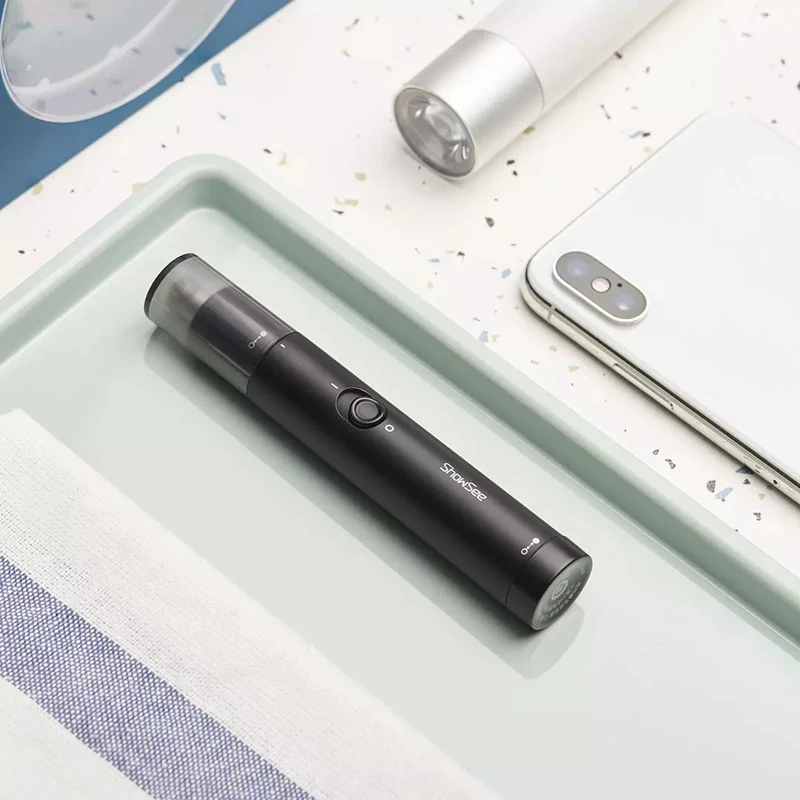 Nose Hair Trimmer Youpin ShowSee C1-BK Portable Mini Electric Removable Washable Double-edged 360&deg; Rotating Cutter Head