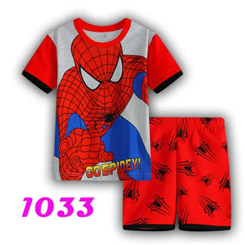 Новые дизайнерские пижамы с короткими рукавами для мальчиков и девочек, детская одежда, летний костюм, хлопковые пижамы с рисунком - Цвет: Оранжевый