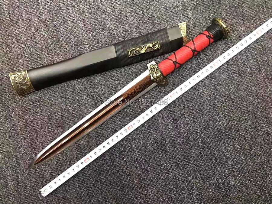 Chinese KungFu Short Dao Sword WuShu Han Tang Saber Jian Red Folded Steel Sharp Home Decoration Collection Real Knife Swords