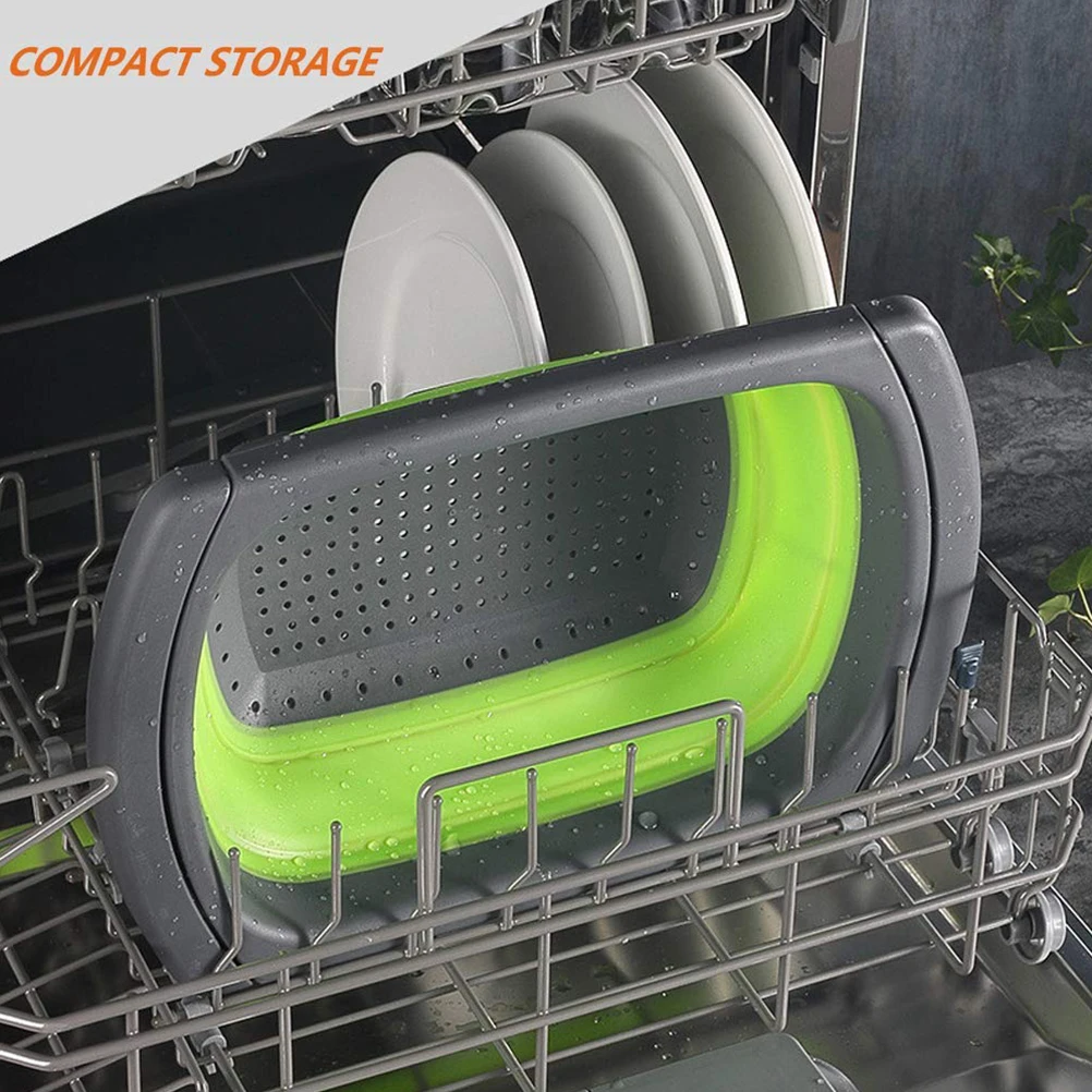 Square Shape Drain Basket Collapsible Colanders Foldable Silicone Kitchen Organizer Fruit Vegetable Baskets Folding Strainers