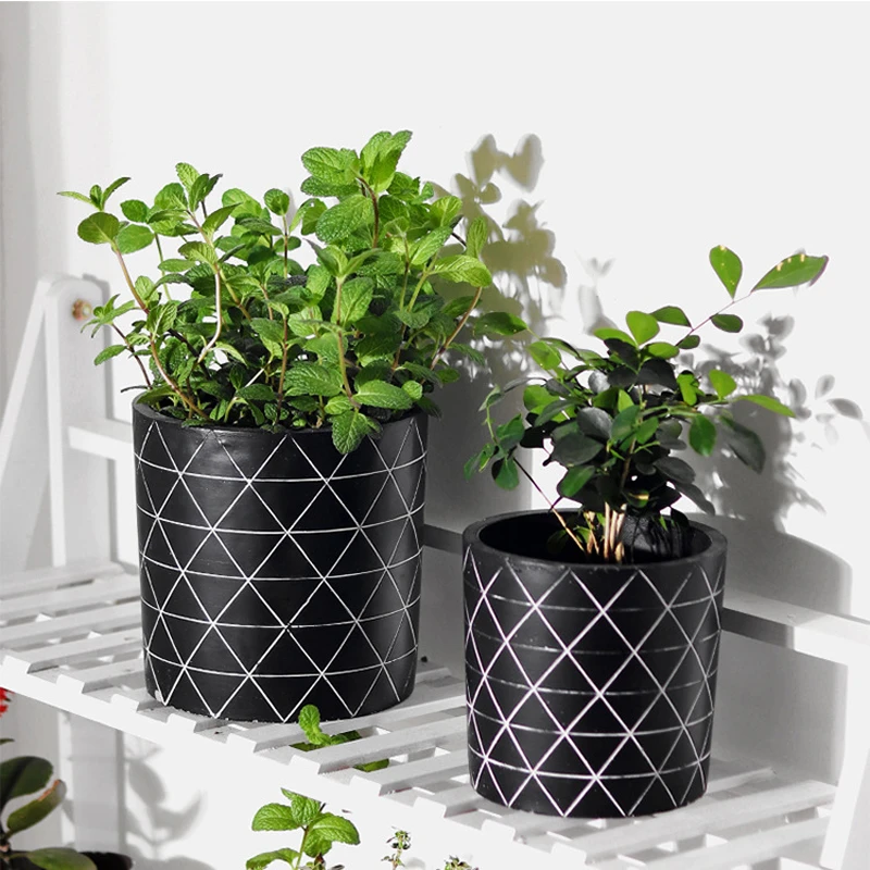 maceta de cemento de estilo nordico para planta moderna y minimalista para sala de estar balcon estudio arte decorativo