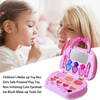 

Children's Make-up Toy Box Girls Safe Pretend Play Toy Plastic Non-irritating Cute Eyeshadow Blush Make-up Tools Set