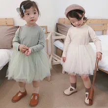 Платье принцессы с юбкой-пачкой Детские праздничные платья Vestido для девочек Осенняя детская одежда с длинными рукавами для девочек от 1 до 8 лет