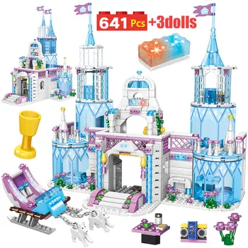 

641PCS Diy Ice Castle Princess Castle Bricks Friends Anna House City Elsa Snow Castle Building Blocks Toys for Girls