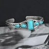 Bohemian Style Silver Color Turquoises Natural Stone Open Adjustable Bangle Women Vintage Jewelry Indian Cuff Bracelet B5O664 ► Photo 3/6