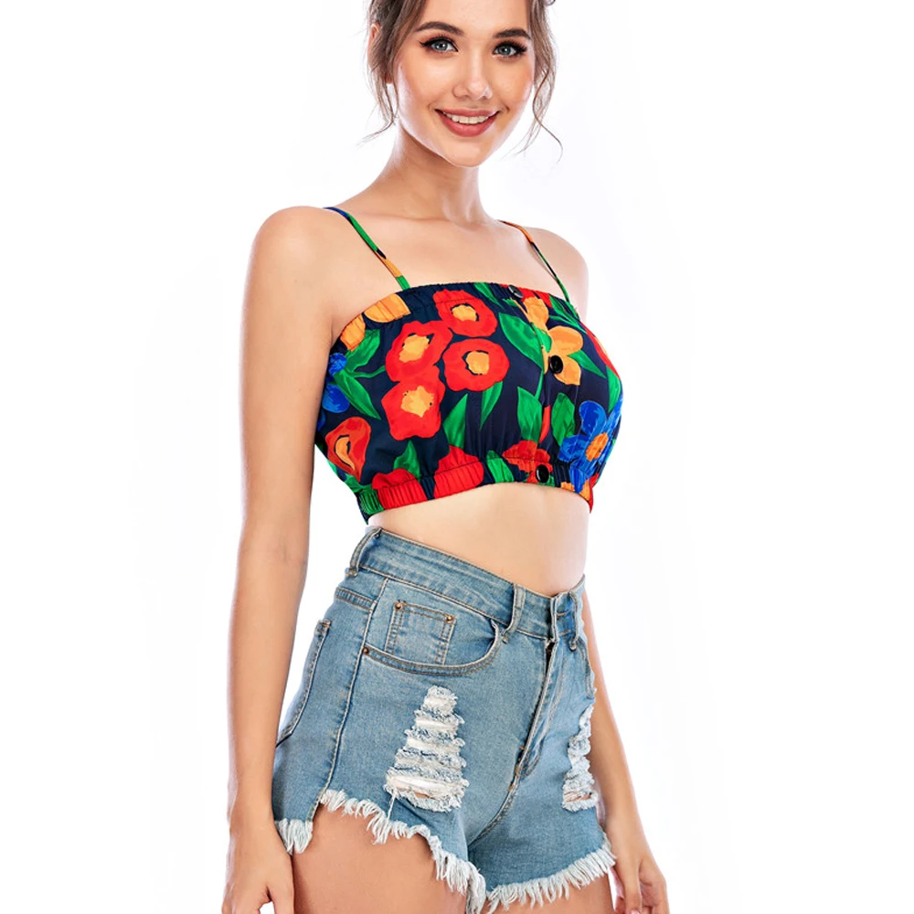 

New Explosion Models Women's Strapless Flower Adjust Buckle Strap Wrapped Chest-Top