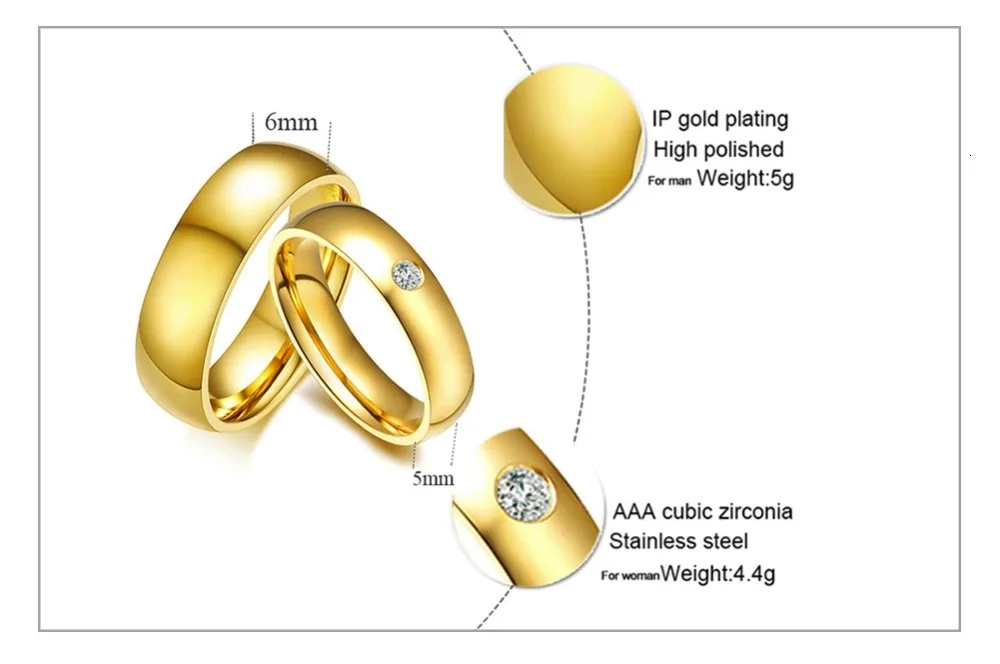 Vnox классические обручальные кольца для женщин мужчин золото цвет нержавеющая сталь пара группа юбилей персонализированные имя влюбленных подарок