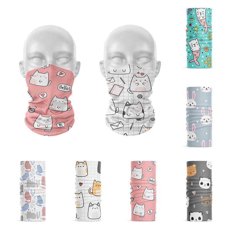 3D Printed Pink Series Women Headscarf Cute Animal Kawaii Elastic Bandana Hair Accessories Tubular Face Scarf Neck Gaiter Buffe |