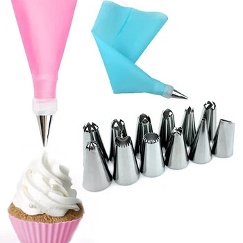 

Silicone Forms Icing Piping Nozzles Pastry Bag PiIcing Fondant Cake Cream Bag Decorating Pastry Tip Fancy Cake Decorating Tools