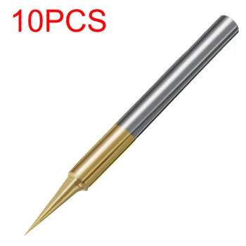 

10Pcs 15Degree 35mm Titanium Milling Cutters Coated Carbide PCB Engraving CNC Cutter Bit Router Tool 0.1mm Tip End Mill Cutter 2