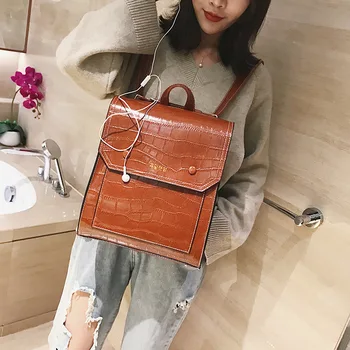 

2020 new women's backpack large capacity fashion ladies backpack double zipper solid color anti-theft backpack