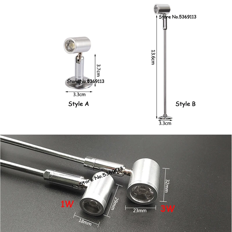LED Dimmable 1W 3W Adjustable Spotlights Showcase Light For Exhibition Display Led Mini Spot Jewelry Display AC85-265V 2