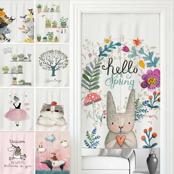 

Japanese Door Curtain Decorative Kitchen Bedroom Cute Cartoons Door Curtain Wind Blackout Decoration Customizable Short Curtain