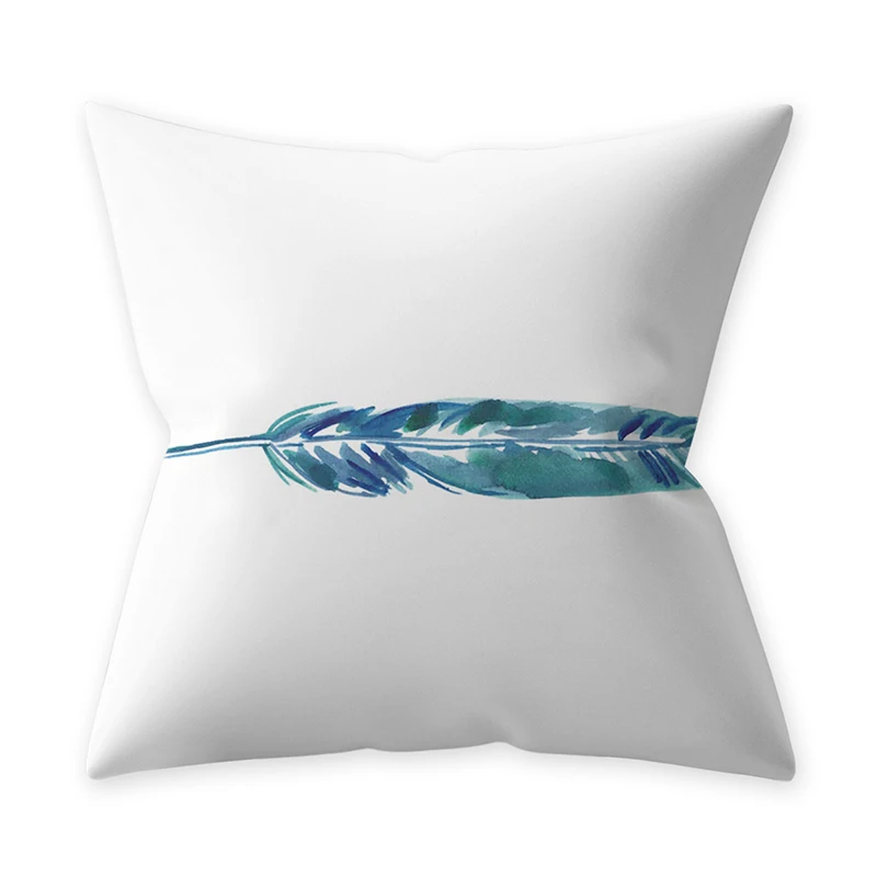 6 New Blue Teal Print Green Leaves Polyester Pillow Case Waist Soft Pillowcase Throw for living Sleep 45*45cm - Цвет: 6