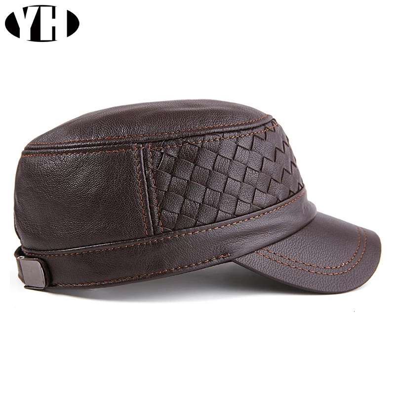 Man's real sheepskin leather caps brand male casual baseball caps real sheepskin hat adjustable hot sale high quality