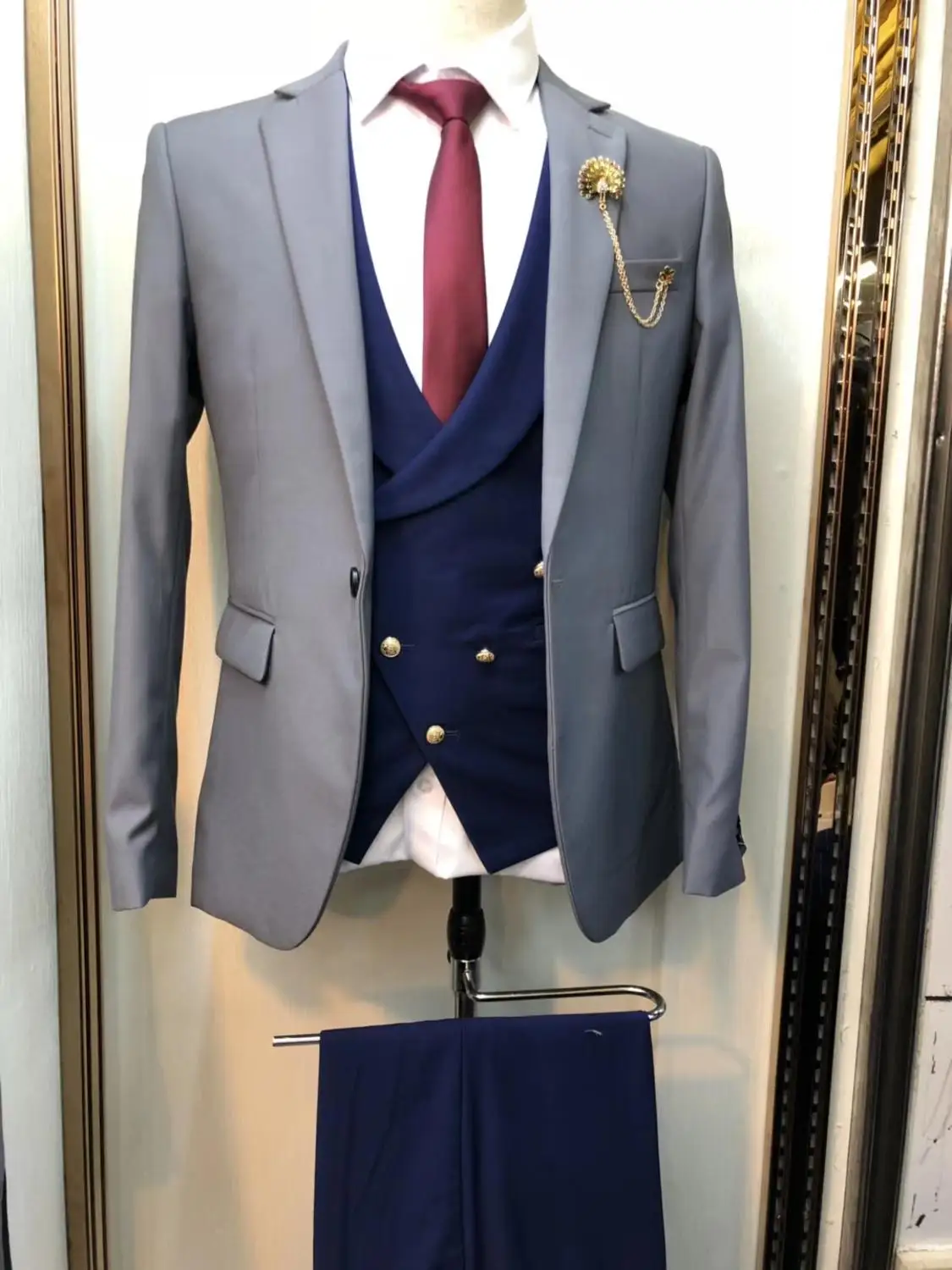 Облегающие мужские костюмы 3 шт костюмы свадебное платье мужской повседневный деловой пиджак Свадебный Выпускной костюм жениха одежда смокинг