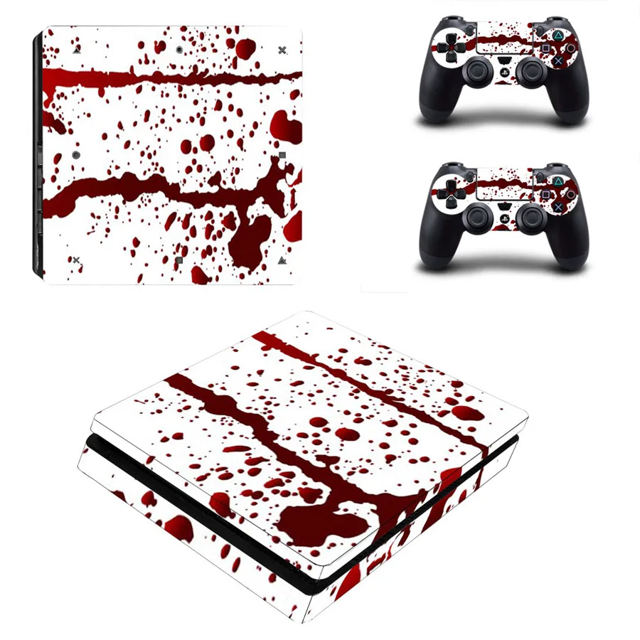 Cool Blood Style Skin Sticker for PS4 Slim PlayStation 4 Slim Console & Controllers Decal Vinyl Skins Accessories 