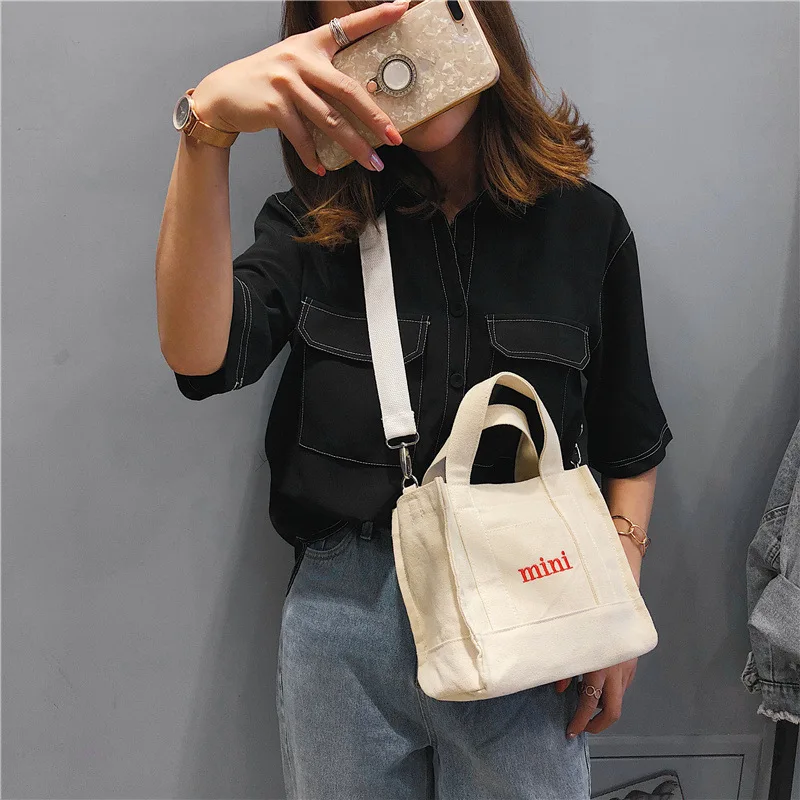 

Micro Canvas Handbag 2018 New Korean GIRL'S Versatile Harajuku Wind Cool Shoulder Canvas Bag