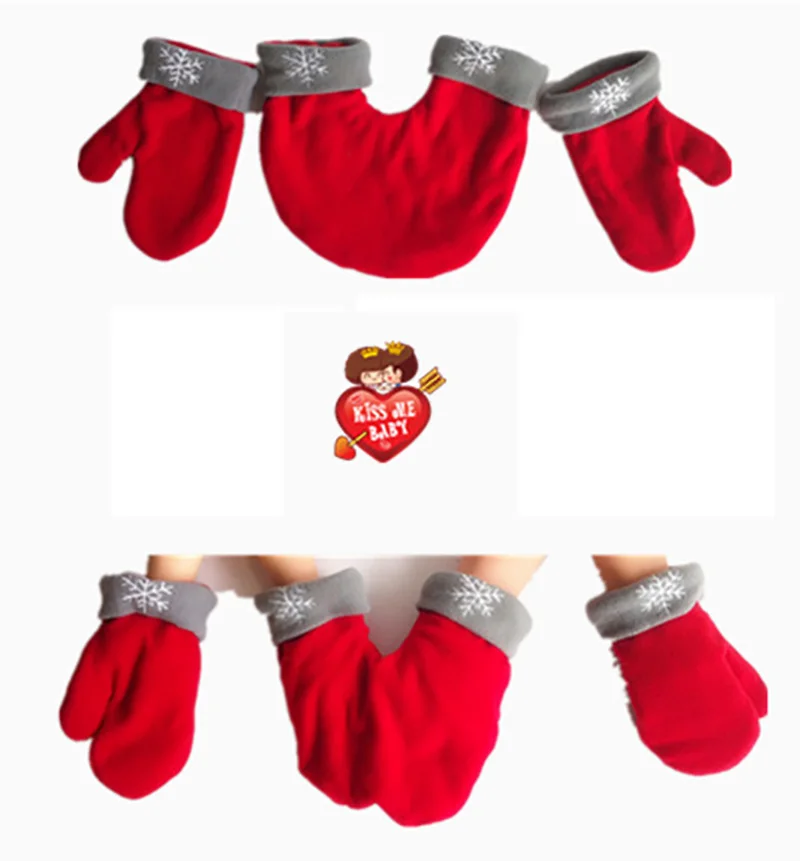 Комплект из 3 предметов, рождественские перчатки дл пар, Утепленные зимние теплые двойные варежки для влюбленных