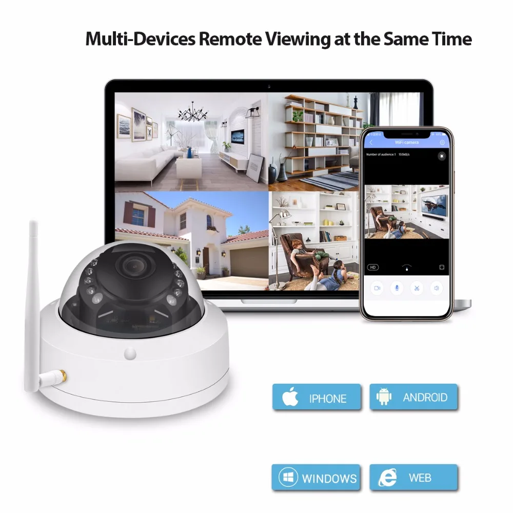 IP камера BESDER металлическая купольная 5 МП Full HD 2 Мп Wi Fi 128 ГГц SD карта|Камеры