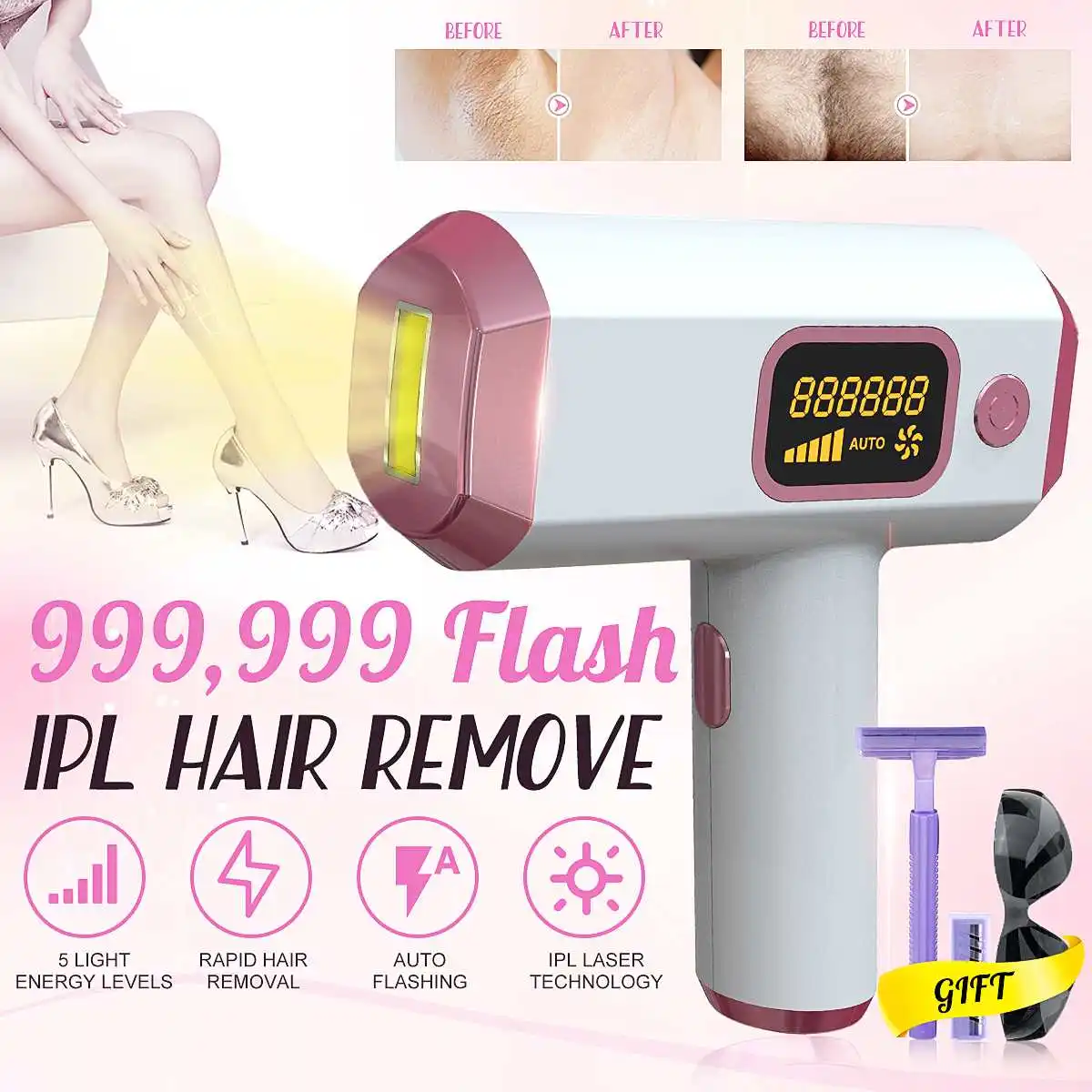 

999999 Flash IPL Laser Hair Removal Machine Laser Epilator Hair Removal Device Permanent Bikini Trimmer Depilador a laser women