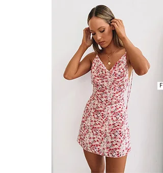 женское платье Glow Girl Dress White and Orange Floral female dress plunging neckline flattering a-line skirt mini dress femme wedding guest dresses