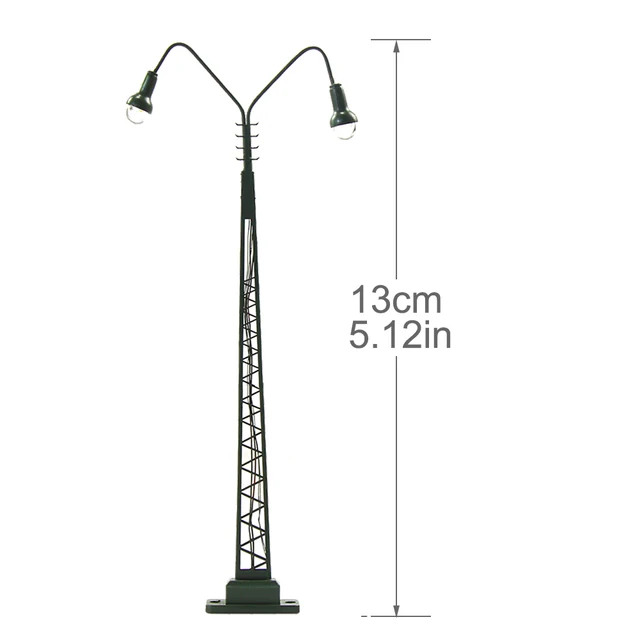 3pcs Model Railway OO HO N Scale Track Lights Lattice Mast Lamp Two-heads Warm White LQS48