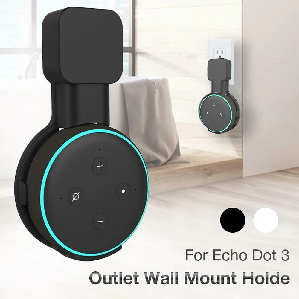 Sameants Support Mural pour Echo Dot 2 Génération Pas pour Echo Dot et Echo Dot 3rd Gen Prise de Courant Peu encombrante pour Smart Home Enceintes sans câbles ni vis avec câble USB Blanc 
