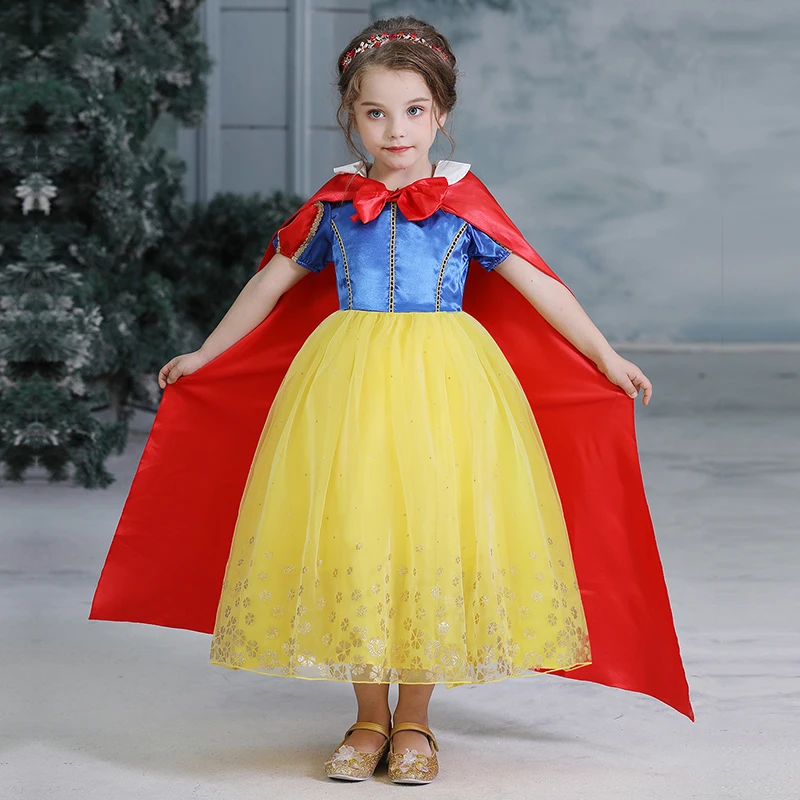Платье принцессы Белоснежки нарядная одежда для косплея Хэллоуин карнавальное платье Анна Эльза платье для девочек размер от 4 до 10 лет