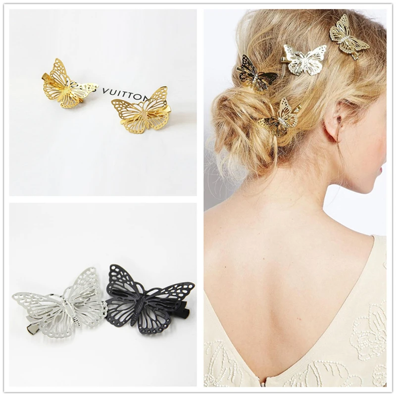 

Fashion Women Hollow out Golden Butterfly Hair Card and Bride Headdress Accessoires cheveux pour dames