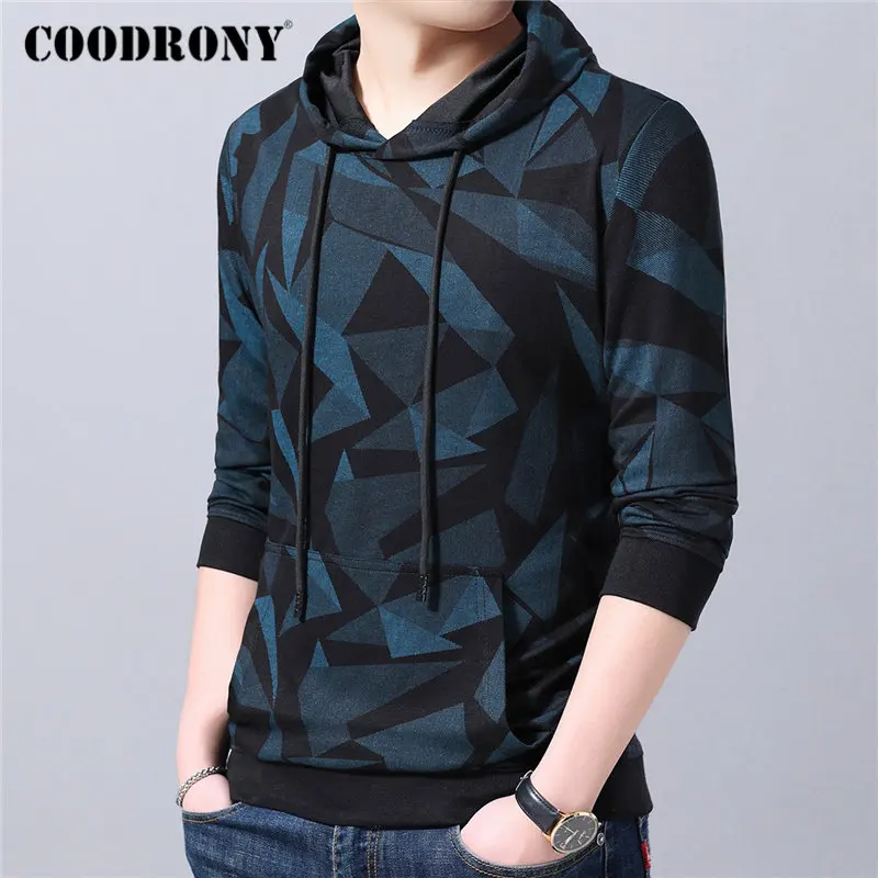 Бренд COODRONY, мужские толстовки с капюшоном, уличная мода, пуловер с рисунком, худи для мужчин, Осень-зима, Повседневная Толстовка с капюшоном, мужские топы 94008