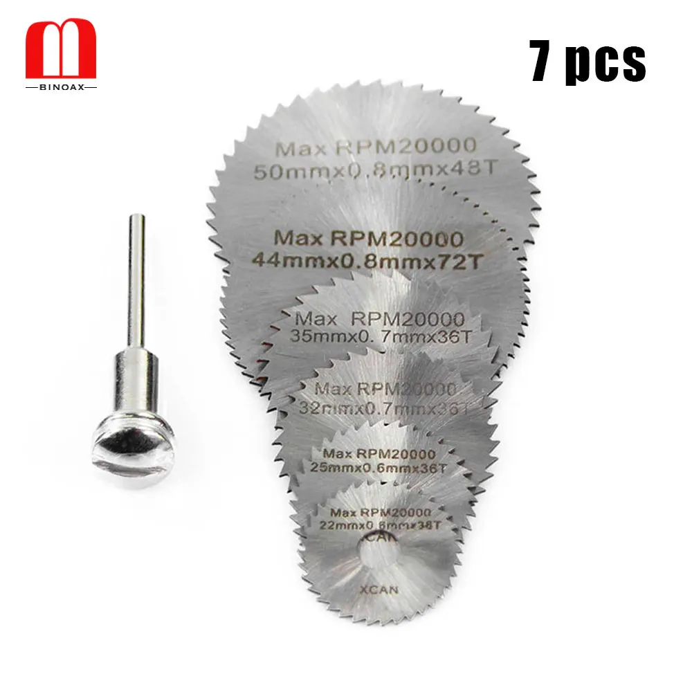 7Pcs HSS Rotary Tool Circular Saw Blades For Dremel Metal Cutter Power Set Cutting Diamond Discs Mandrel | Инструменты