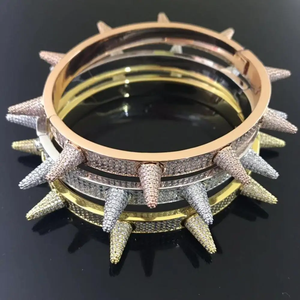 

Iced out spike bangles hiphop jewelry