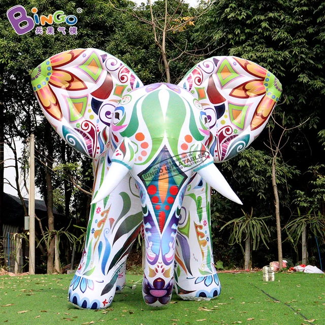 Giant 2~5 Meters Avertising Inflatable Elephant with Led Lights Decorative Cartoon Mascot Toy for Decoration 3