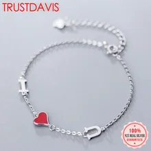 Trusta 925 пробы Серебряный браслет женский I Love U браслет хорошее ювелирное изделие подарок на день рождения на День святого Валентина для девушек DS1366
