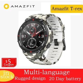 

2020 Amazfit T-rex Sport Smart Watch 14 Sports Modes 4 Sensors 5ATM 20days Battery MIL-STD Amazfit T rex GPS Mans Smart Watch
