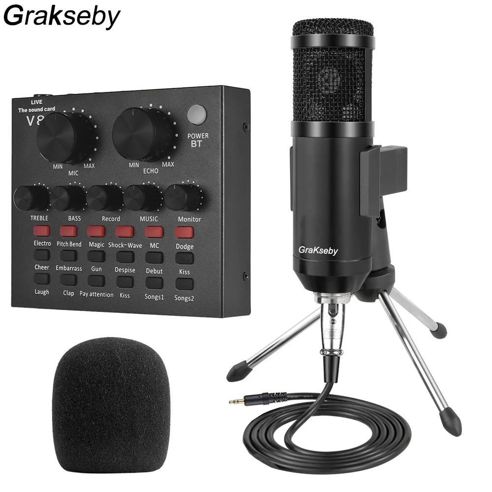 bm 800 microphone Pc With Live Sound Card And Tripod Professional Condenser Mic For Singing bm800 Mic With 48V Phantom Power