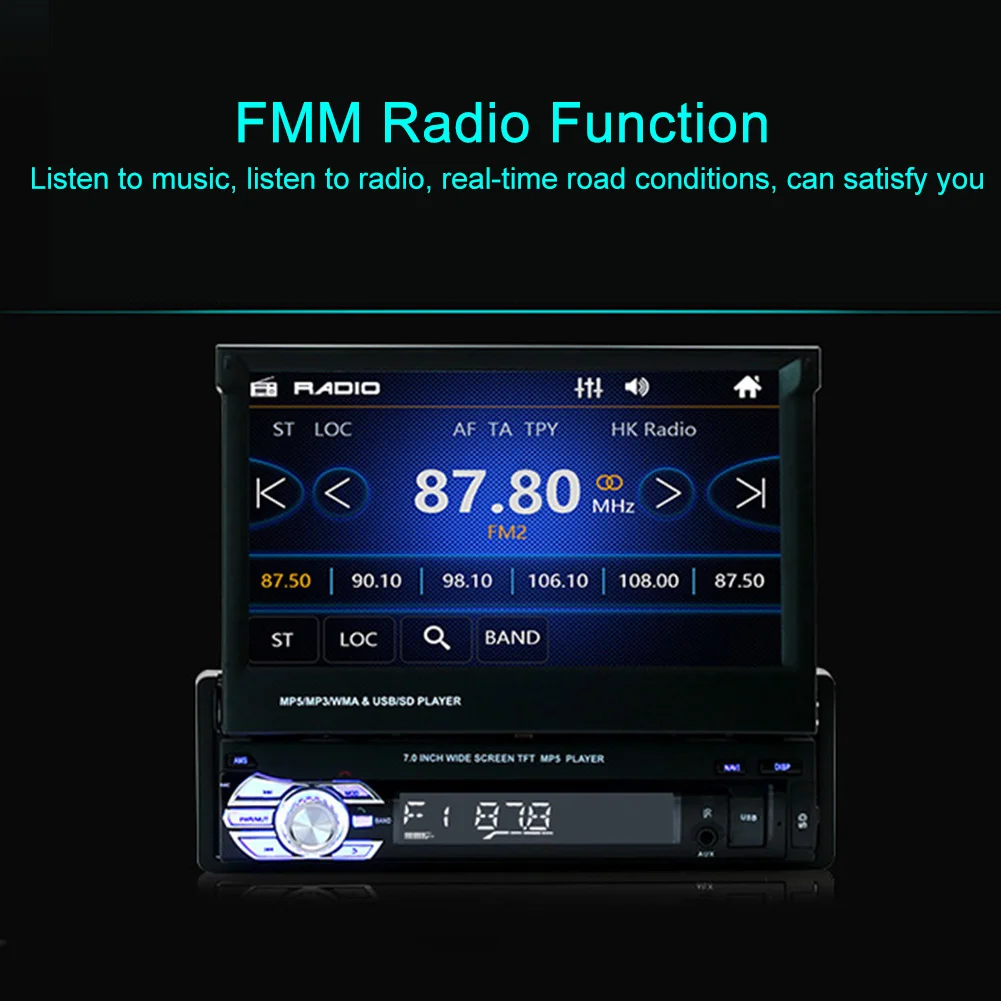 

7 Inch Card Insert Interior Audio Easy Install Bluetooth Stereo Video MP5 Player Multifunctional Car Touch Screen Stretch