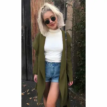 

Fashion Womens Ladies Stylish Solid Color Long Sleeve Casual Long Open Cardigan Jumper Sweater Lapel Jacket Coat Outwear Tops